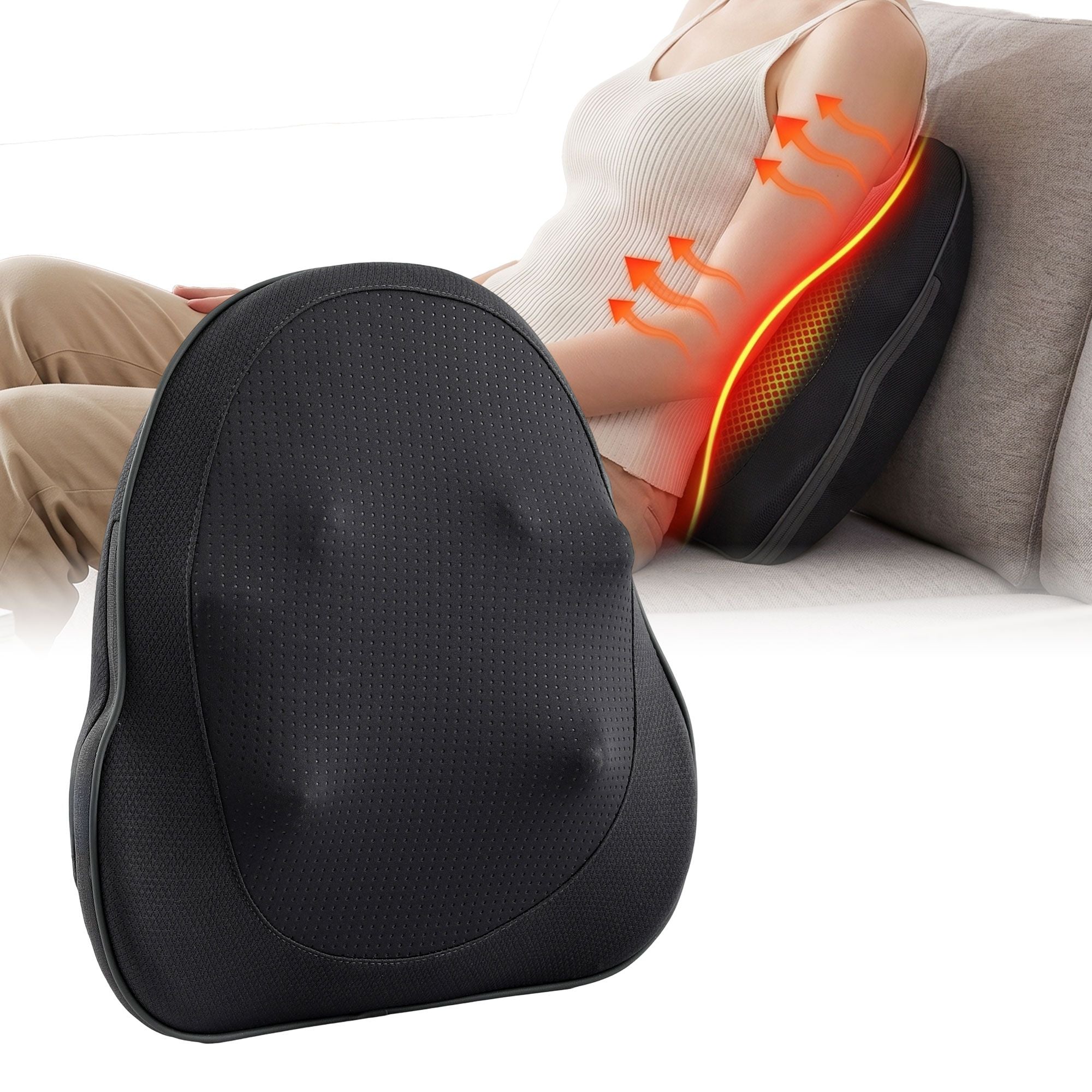 Livemor Back Massager with Heat, Cordless Electric Neck & Shoulder Massager Pillow, 3-Speed Deep Tissue BACK-MASSAGER-TRI-BK