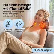 Livemor Back Massager with Heat, Cordless Electric Neck & Shoulder Massager Pillow, 3-Speed Deep Tissue BACK-MASSAGER-TRI-BK