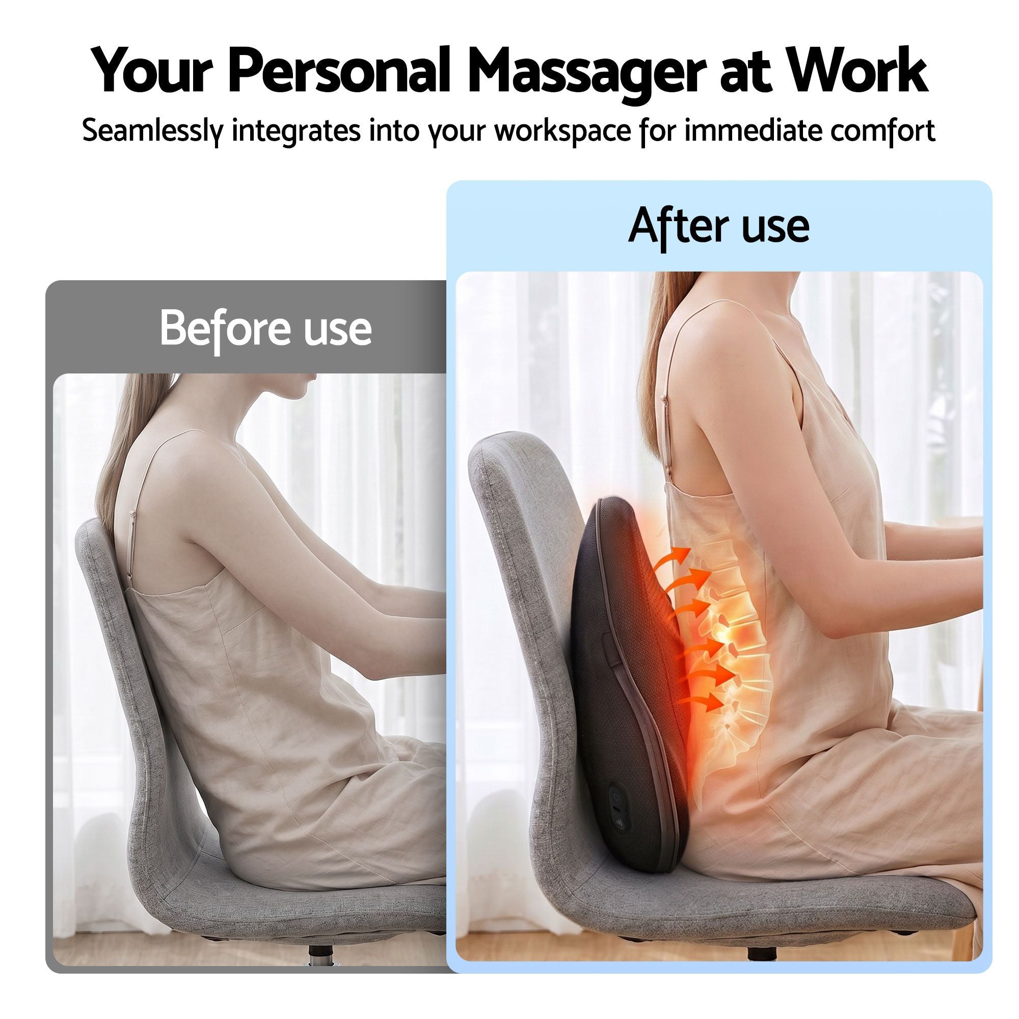 Livemor Back Massager with Heat, Cordless Electric Neck & Shoulder Massager Pillow, 3-Speed Deep Tissue BACK-MASSAGER-TRI-BK