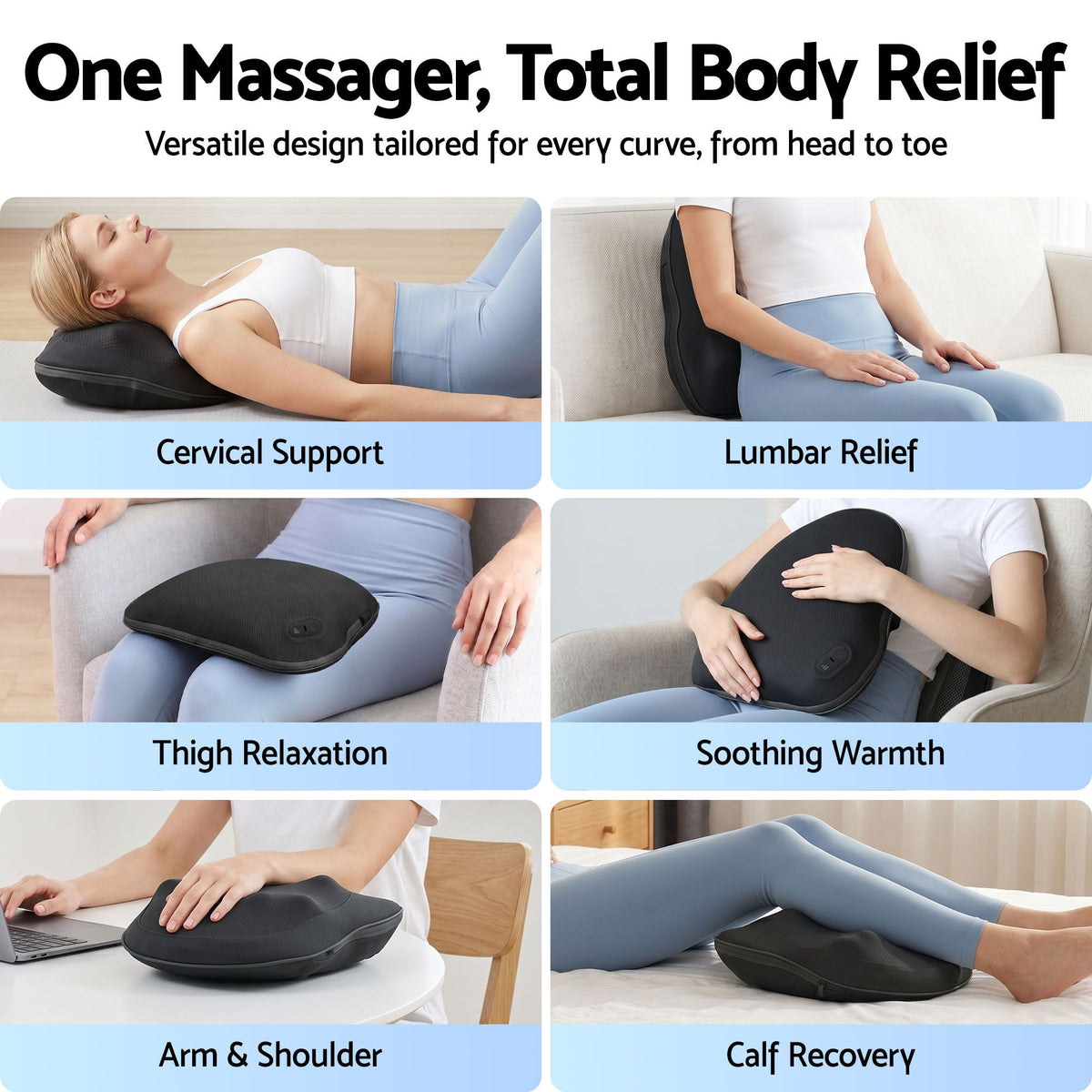 Livemor Back Massager with Heat, Cordless Electric Neck & Shoulder Massager Pillow, 3-Speed Deep Tissue BACK-MASSAGER-TRI-BK