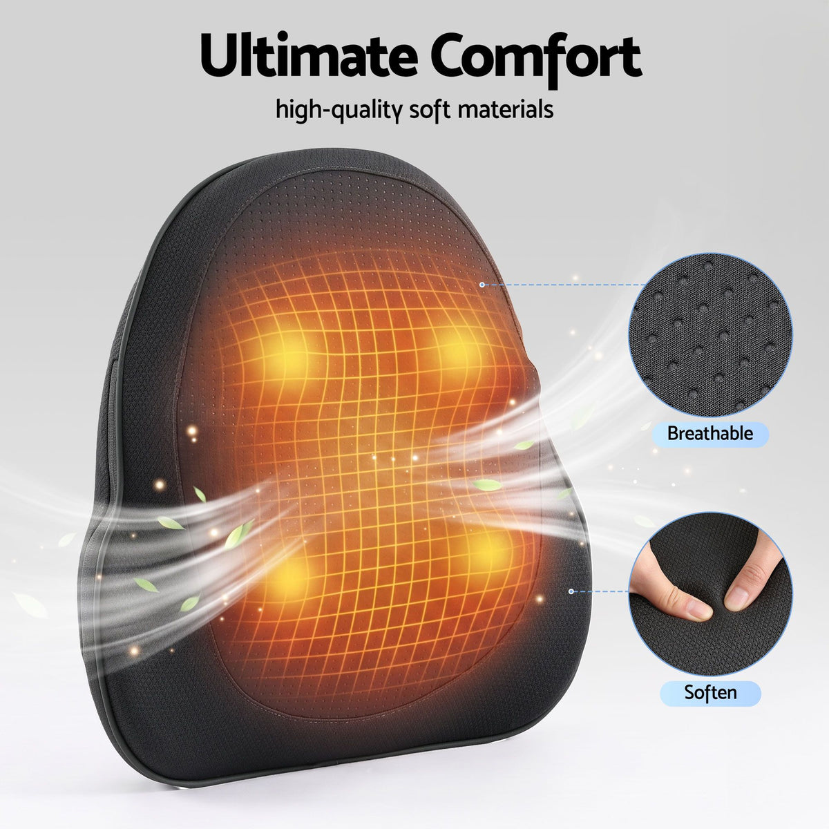 Livemor Back Massager with Heat, Cordless Electric Neck & Shoulder Massager Pillow, 3-Speed Deep Tissue BACK-MASSAGER-TRI-BK