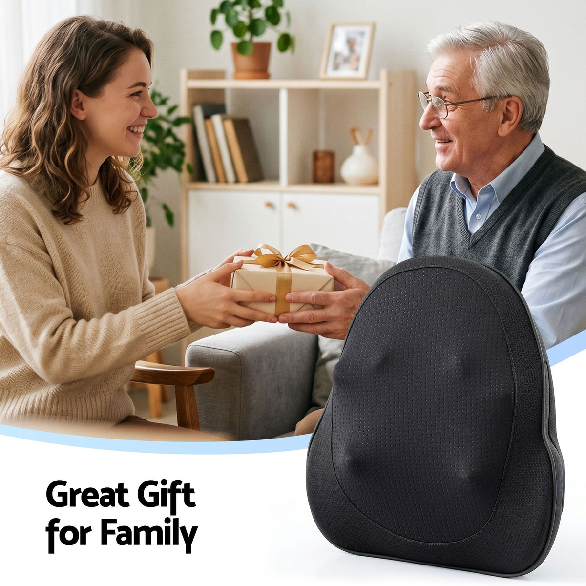 Livemor Back Massager with Heat, Cordless Electric Neck & Shoulder Massager Pillow, 3-Speed Deep Tissue BACK-MASSAGER-TRI-BK