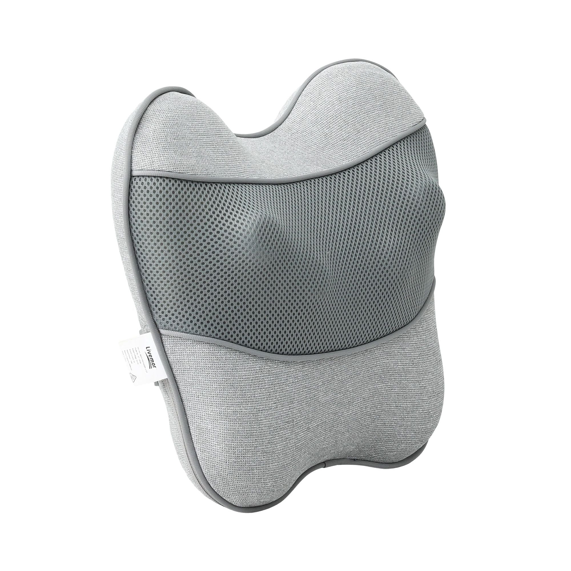 Livemor Back Massager with Heat, USB Neck and Shoulder Massage Pillow, 3-Speed Ergonomic Lumbar Support BACK-MASSAGER-U-GY