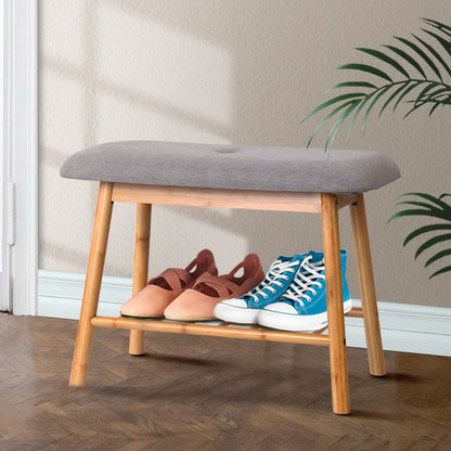Artiss Shoe Rack Shoe Bench Fabric Seat 2 Pairs BAM-B-FS68C-NT
