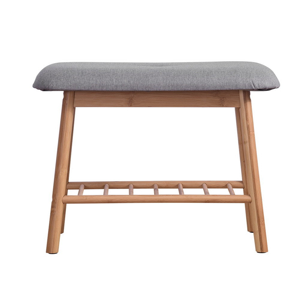Artiss Shoe Rack Shoe Bench Fabric Seat 2 Pairs BAM-B-FS68C-NT