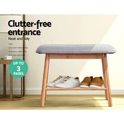 Artiss Shoe Rack Shoe Bench Fabric Seat 2 Pairs BAM-B-FS68C-NT