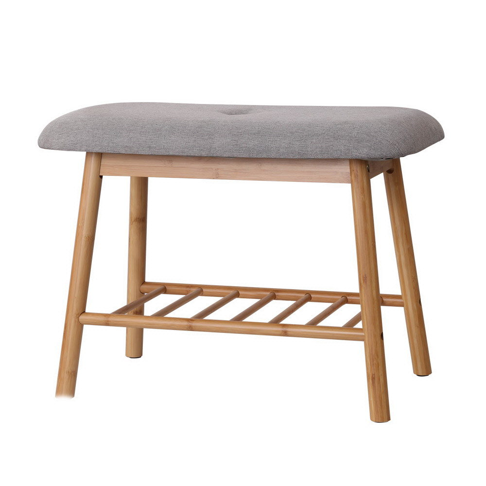 Artiss Shoe Rack Shoe Bench Fabric Seat 2 Pairs BAM-B-FS68C-NT