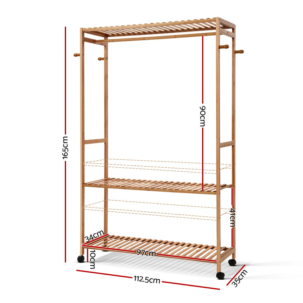 Artiss Wardrobe Clothes Rack Airer Coat Stand Hanger 165cm BAM-B-HANGER-904-NT