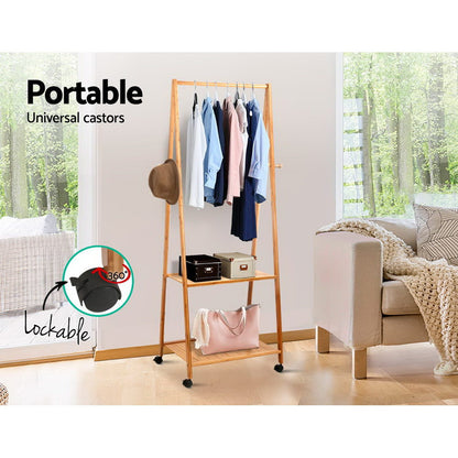 Artiss Clothes Rack Airer Coat Stand 165x59cm Wheels BAM-B-HS05N-NT
