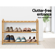 Artiss Shoe Rack Bamboo Shoe Storage 3-tier 9 Pairs BAM-B-SR09-NT
