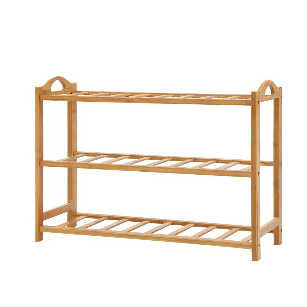 Artiss Shoe Rack Bamboo Shoe Storage 3-tier 9 Pairs BAM-B-SR09-NT