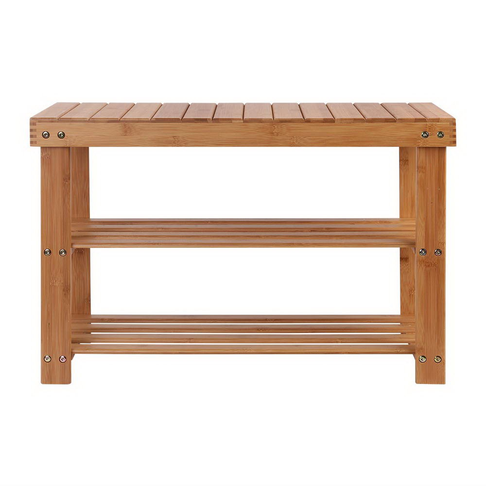 Artiss Shoe Rack Shoe Bench 10 Pairs Bamboo BAM-B-SR14-NT