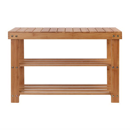 Artiss Shoe Rack Shoe Bench 10 Pairs Bamboo BAM-B-SR14-NT