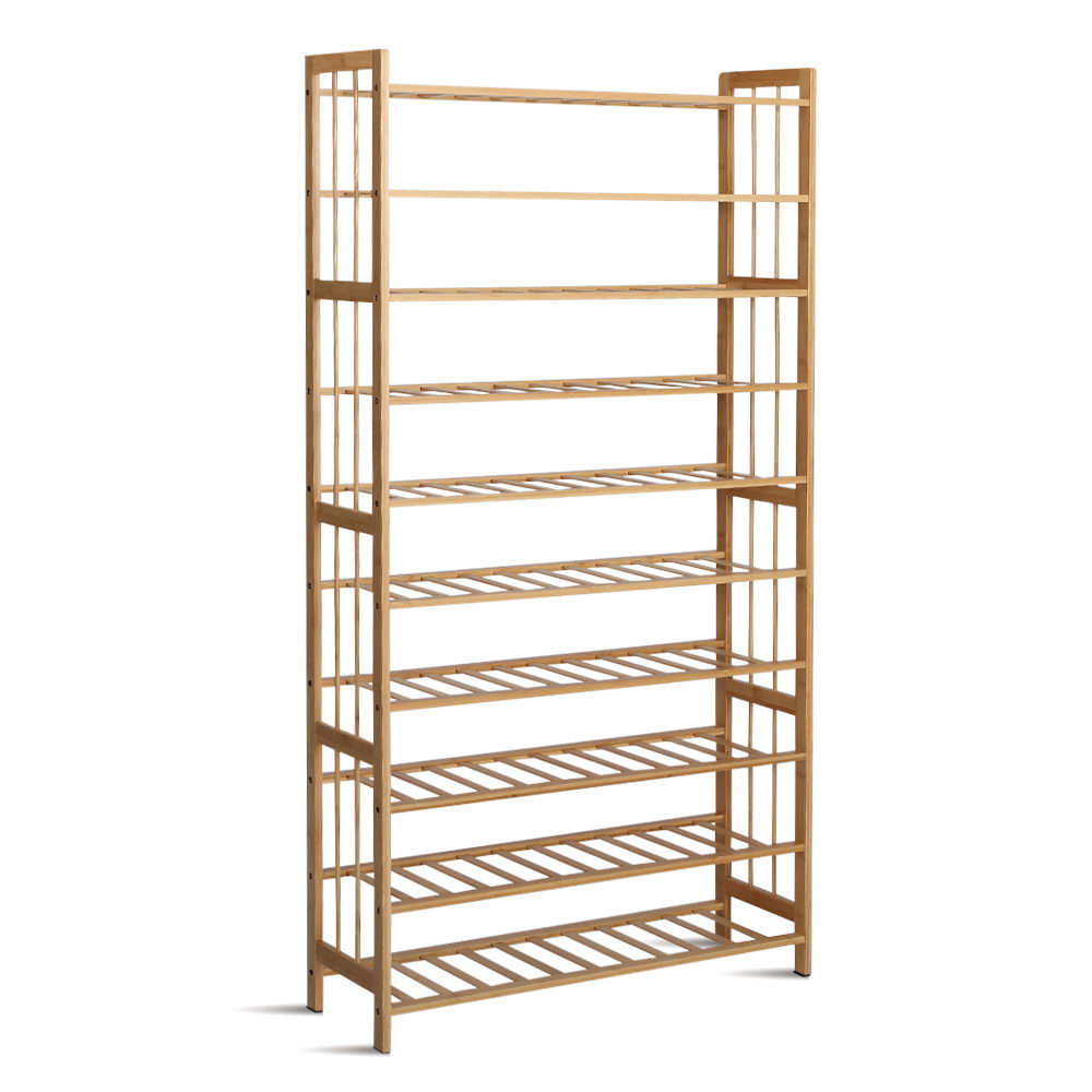 Artiss Shoe Rack Cabinet Bamboo 10-tier 50 Pairs BAM-B-SR2001-NT