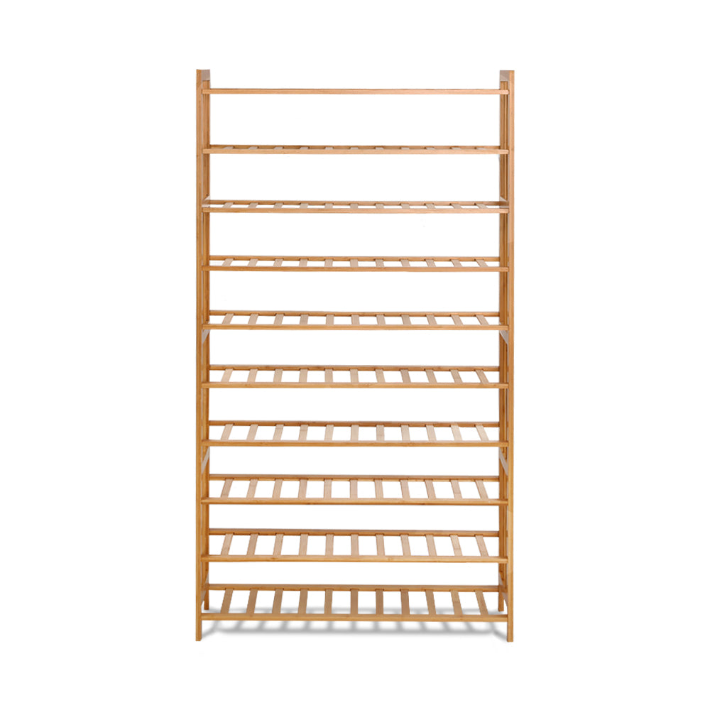Artiss Shoe Rack Cabinet Bamboo 10-tier 50 Pairs BAM-B-SR2001-NT