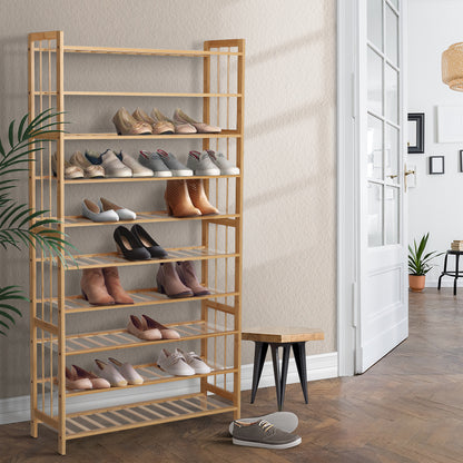 Artiss Shoe Rack Cabinet Bamboo 10-tier 50 Pairs BAM-B-SR2001-NT