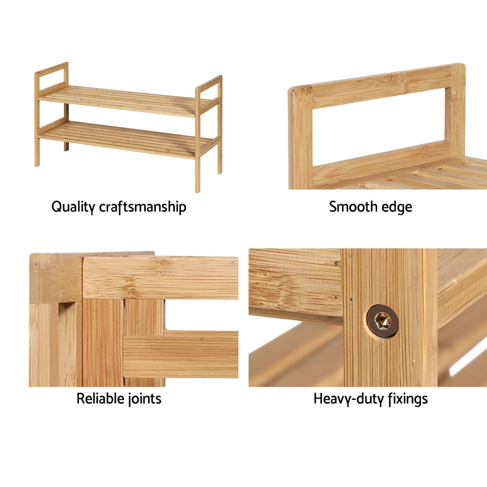 Artiss Shoe Rack Cabinet Bamboo Storage Organiser Pine BAM-B-SR7026-NT