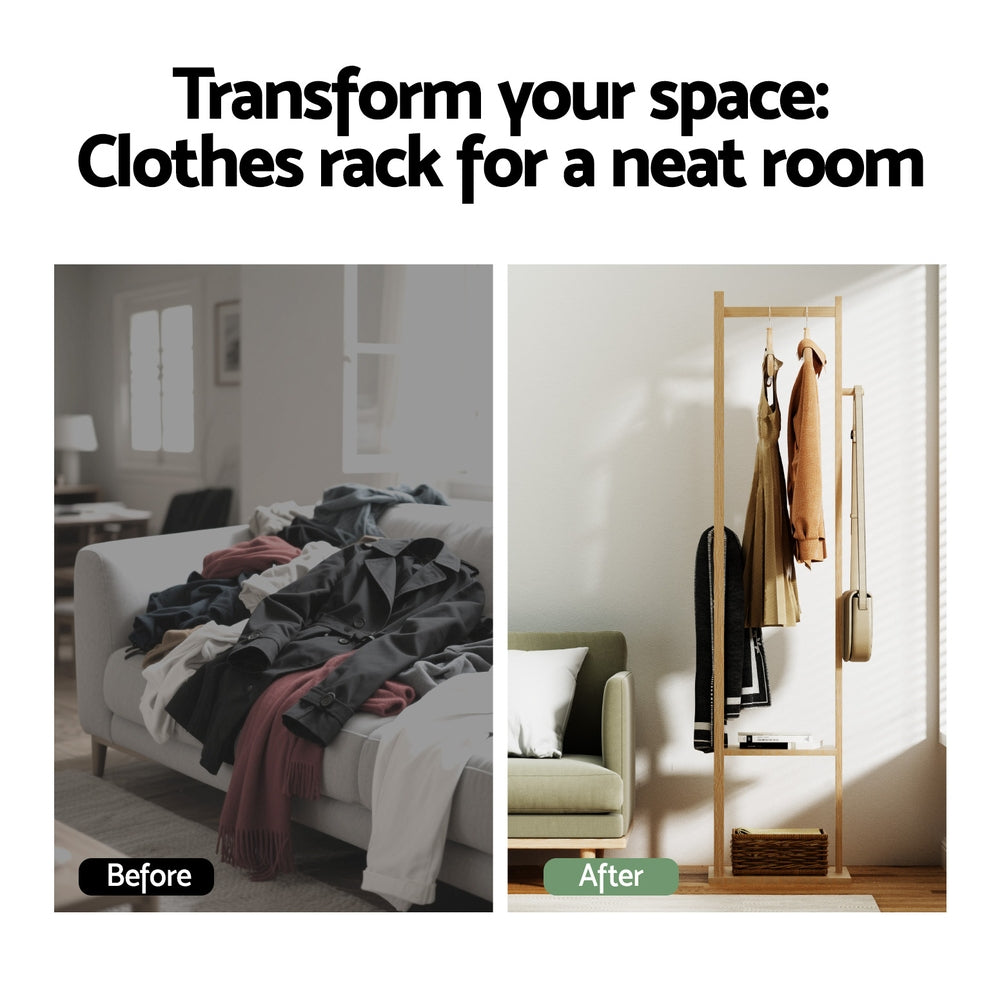 Artiss Clothes Rack Airer Coat Stand Bamboo BAM-C-CR01-NT