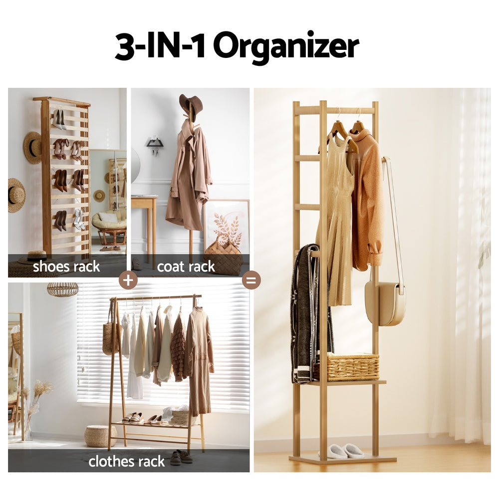 Artiss Clothes Rack Airer Coat Stand Bamboo BAM-C-CR01-NT