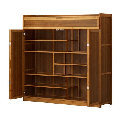 Artiss Shoe Rack Cabinet 30 Pairs Storage Cupboard Bamboo BAM-D-SHOE-4D-WD