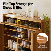 Artiss Shoe Rack Cabinet 30 Pairs Storage Cupboard Bamboo BAM-D-SHOE-4D-WD