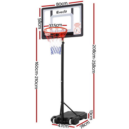 Everfit 2.1M Basketball Hoop Stand System Adjustable Portable Pro Kids Clear BAS-HOOP-210