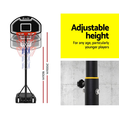 Everfit 2.1M Basketball Hoop Stand System Adjustable Portable Pro Kids Black BAS-HOOP-210-L-BK