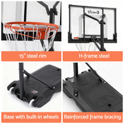 Everfit Portable Basketball Hoop Adjustable Pool Goal System Backyard 1.05M-2.1M BAS-HOOP-210-POOL-BK