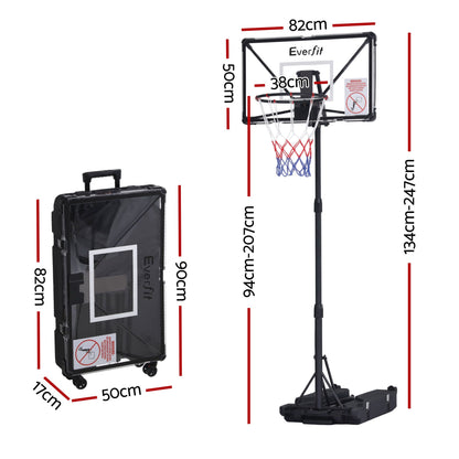 Everfit Portable Basketball Hoop System Adjustable Full Foldable Stand 2.07m BAS-HOOP-210FOLD-BK