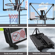 Everfit Portable Basketball Hoop System Adjustable Full Foldable Stand 2.07m BAS-HOOP-210FOLD-BK