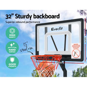 Everfit 2.6M Basketball Hoop Stand System Adjustable Portable Pro Kids Clear BAS-HOOP-260