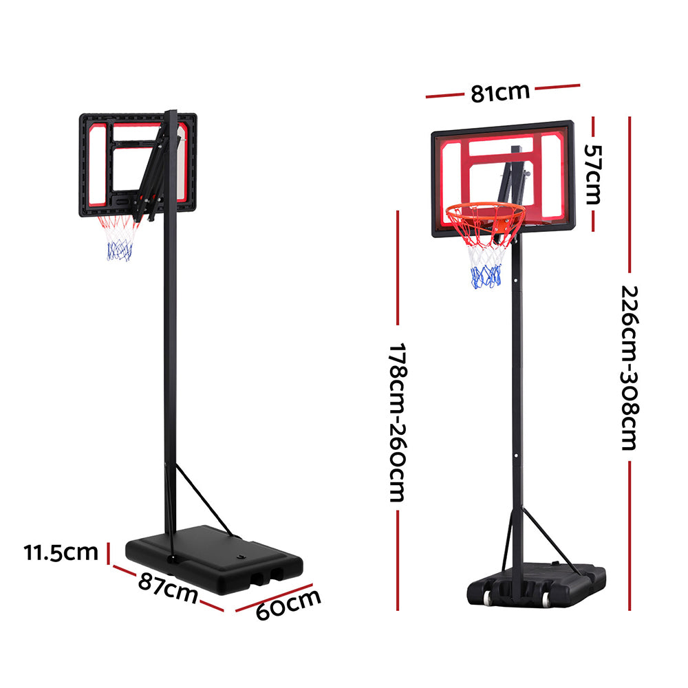 Everfit 2.6M Basketball Hoop Stand System Portable Kid BAS-HOOP-260-RDBK