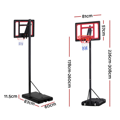 Everfit 2.6M Basketball Hoop Stand System Portable Kid BAS-HOOP-260-RDBK