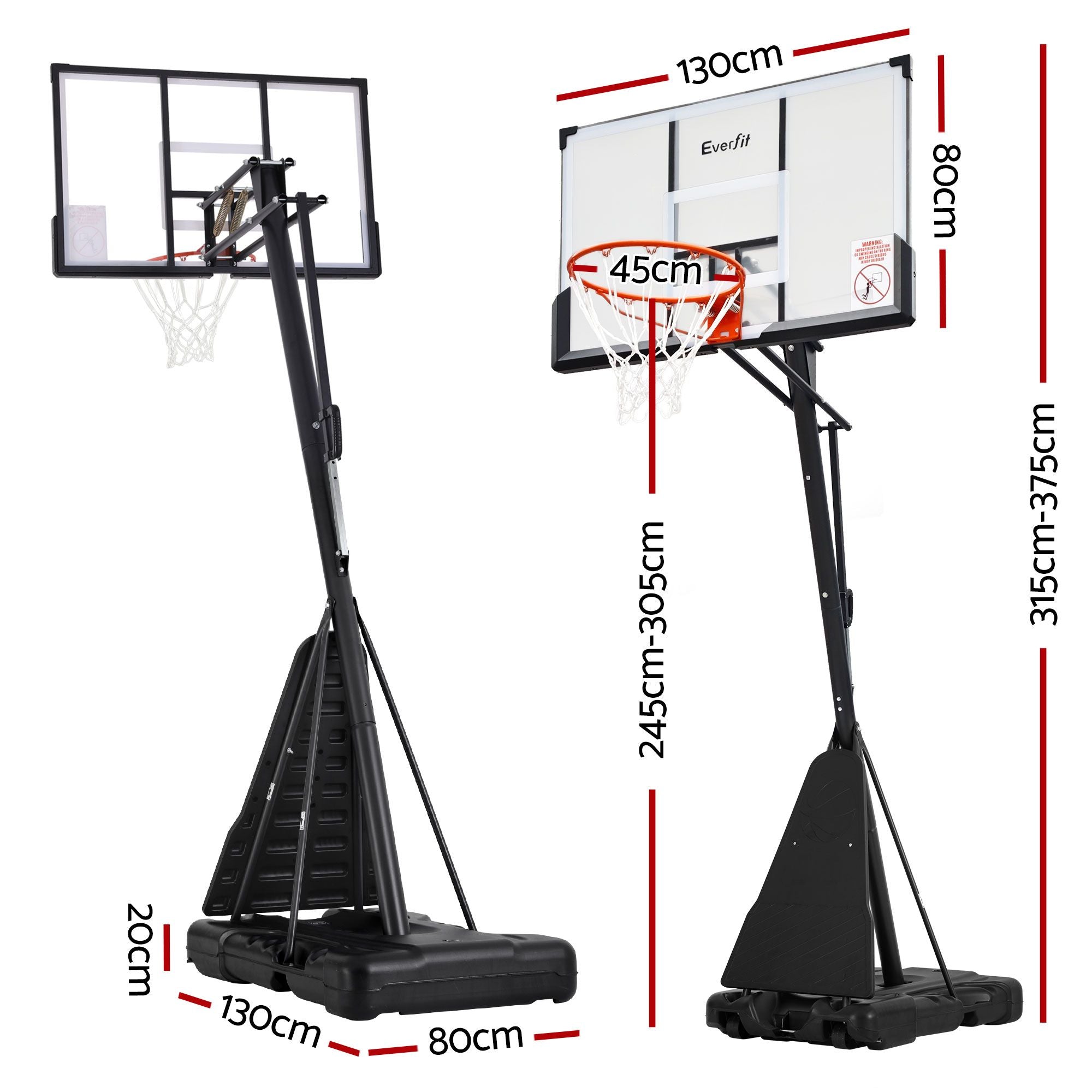 Everfit 3.05M Basketball Hoop Stand System Portable Height Adjustable Net Ring BAS-HOOP-305-200L
