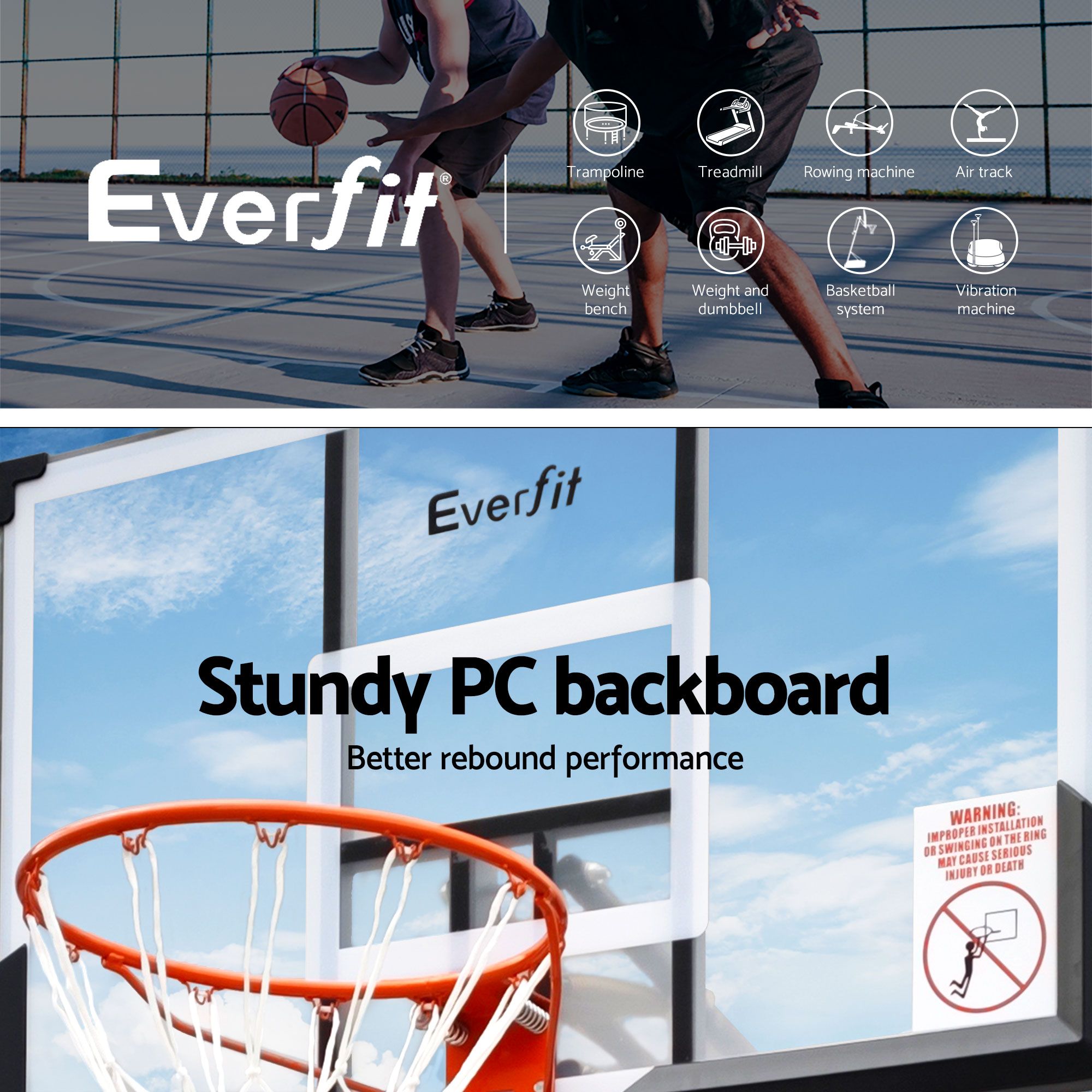 Everfit 3.05M Basketball Hoop Stand System Portable Height Adjustable Net Ring BAS-HOOP-305-200L