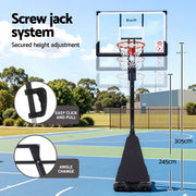 Everfit 3.05M Basketball Hoop Stand System Portable Height Adjustable Net Ring BAS-HOOP-305-200L