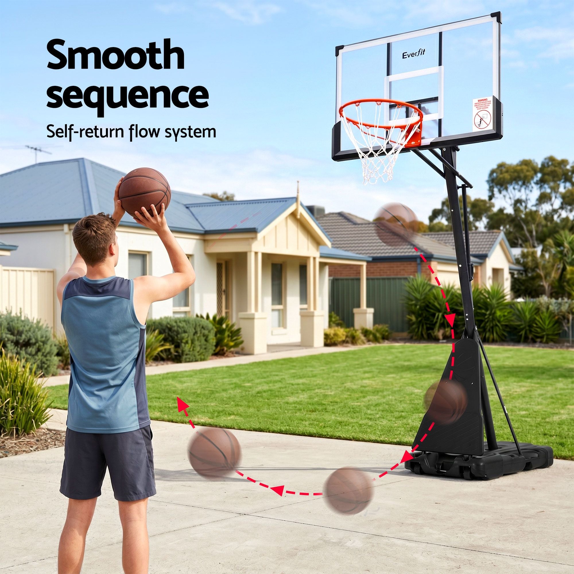 Everfit 3.05M Basketball Hoop Stand System Portable Height Adjustable Net Ring BAS-HOOP-305-200L