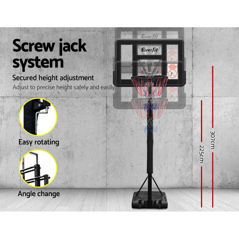Everfit 3.05M Basketball Hoop Stand System Adjustable Height Portable Pro Black BAS-HOOP-305-BK