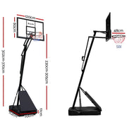 Everfit 3.05M Basketball Hoop Stand System Adjustable Height Portable Black Pro BAS-HOOP-305-S