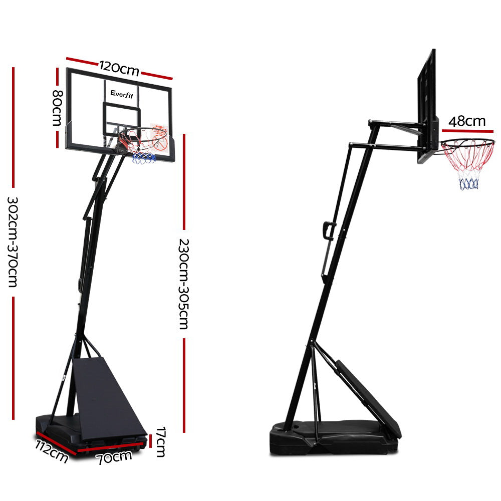 Everfit 3.05M Basketball Hoop Stand System Adjustable Height Portable Black Pro BAS-HOOP-305-S