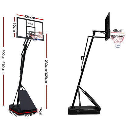 Everfit 3.05M Basketball Hoop Stand System Adjustable Height Portable Black Pro BAS-HOOP-305-S