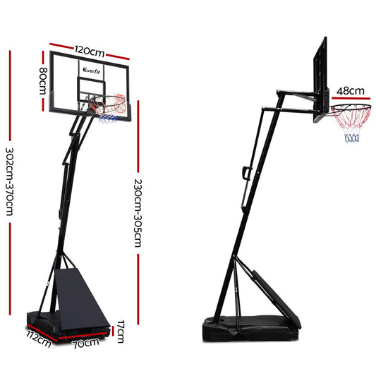 Everfit 3.05M Basketball Hoop Stand System Adjustable Height Portable Black Pro BAS-HOOP-305-S