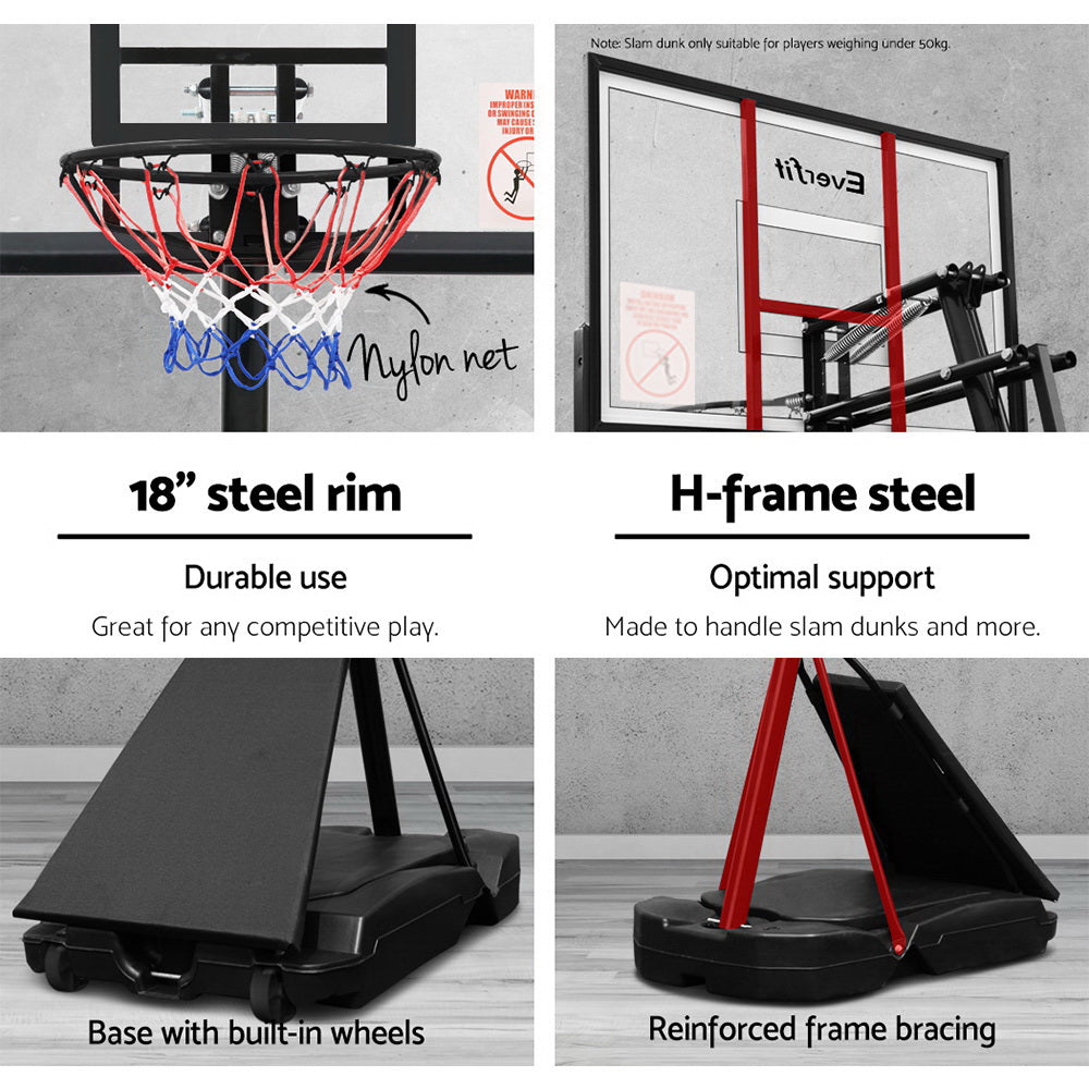 Everfit 3.05M Basketball Hoop Stand System Adjustable Height Portable Black Pro BAS-HOOP-305-S