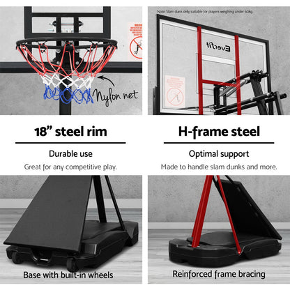 Everfit 3.05M Basketball Hoop Stand System Adjustable Height Portable Black Pro BAS-HOOP-305-S