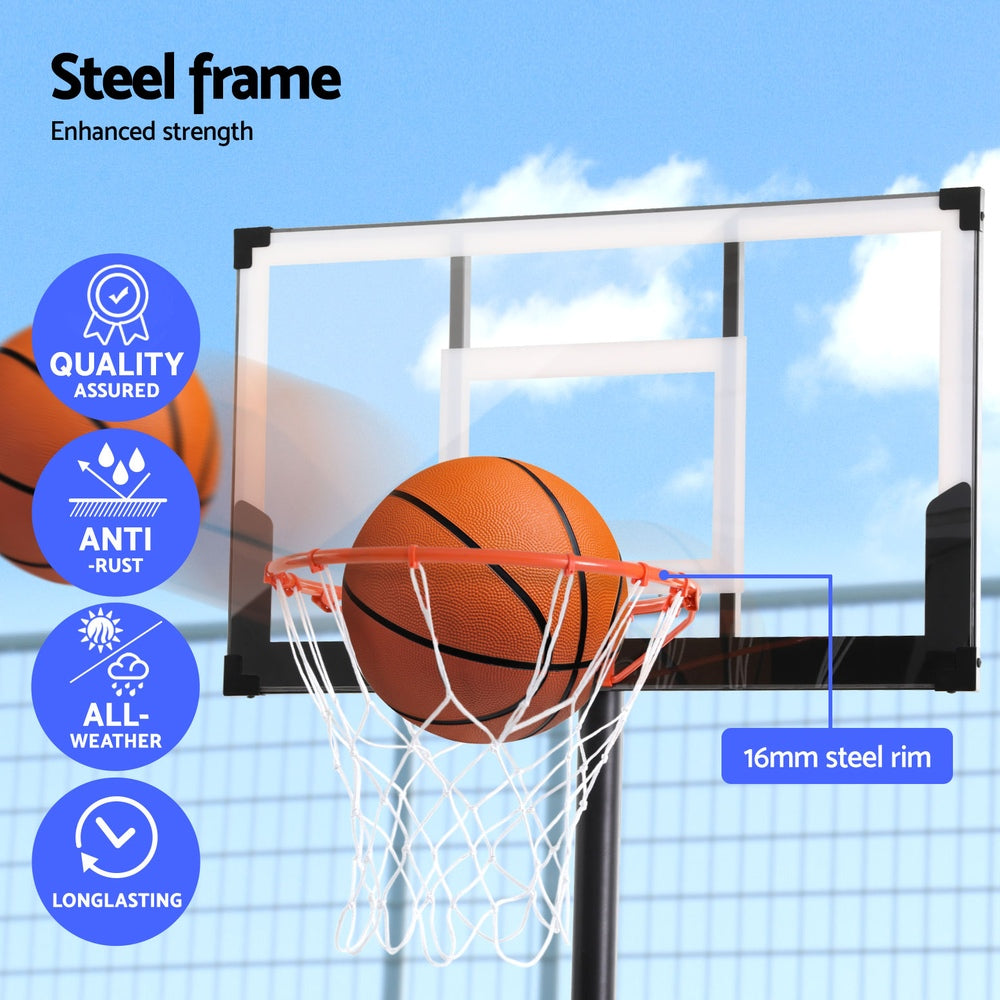 Everfit 3.05M Basketball Hoop Stand System Portable Height Adjustable w/ Knob BAS-HOOP-305KNOB-BK