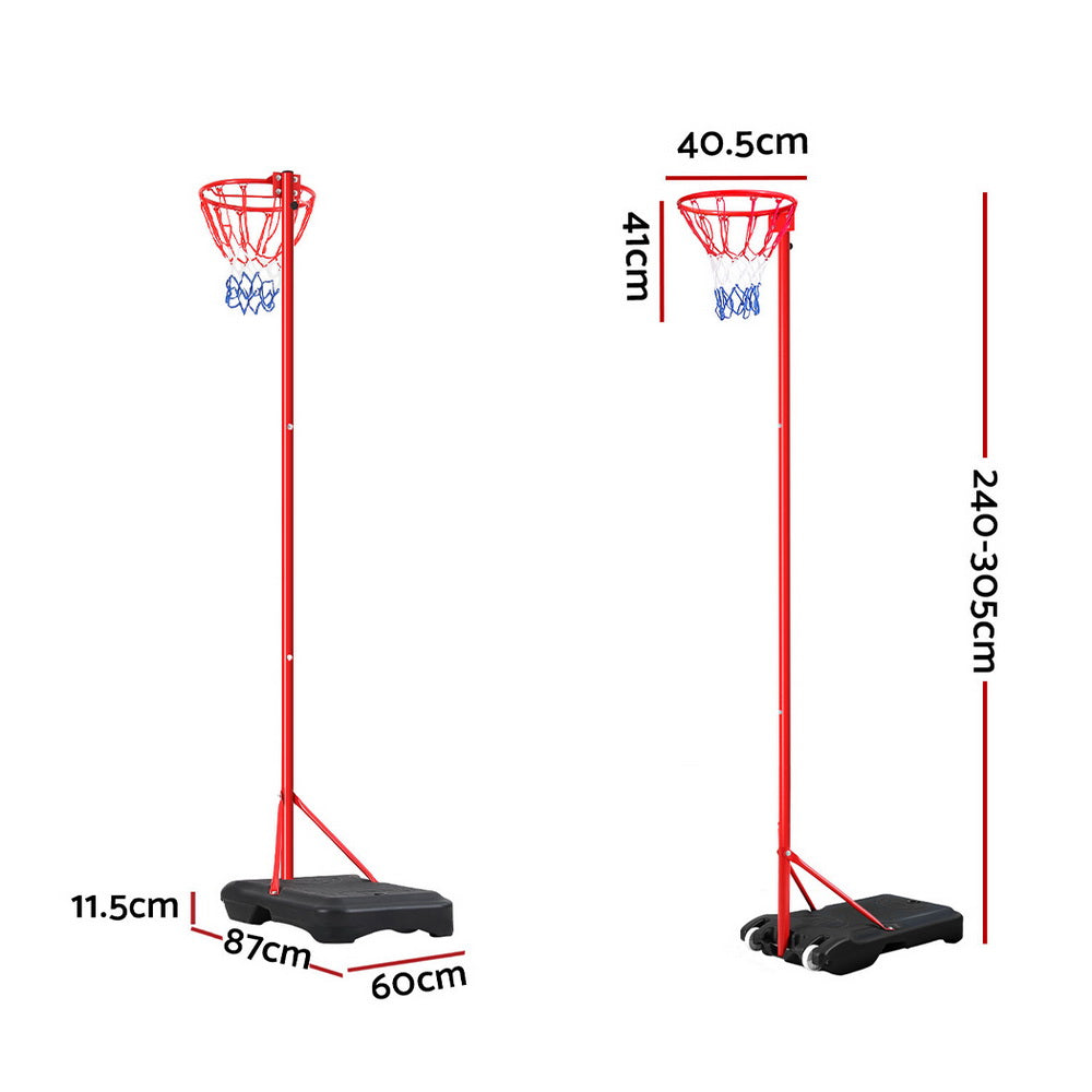 Everfit 3.05M Netball Hoop Basketball Stand System Net Ring BAS-HOOP-305R-RD