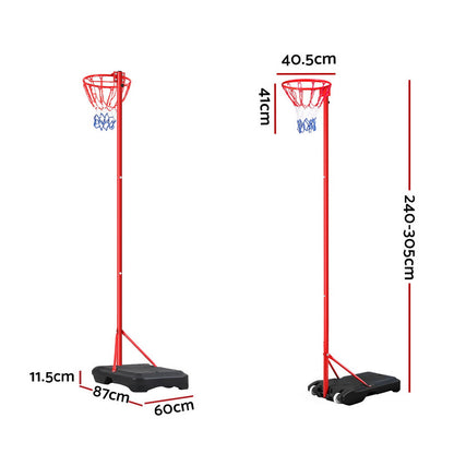 Everfit 3.05M Netball Hoop Basketball Stand System Net Ring BAS-HOOP-305R-RD