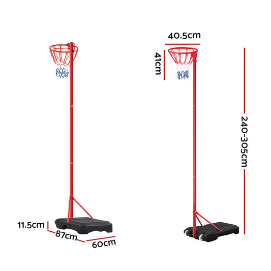 Everfit 3.05M Netball Hoop Basketball Stand System Net Ring BAS-HOOP-305R-RD