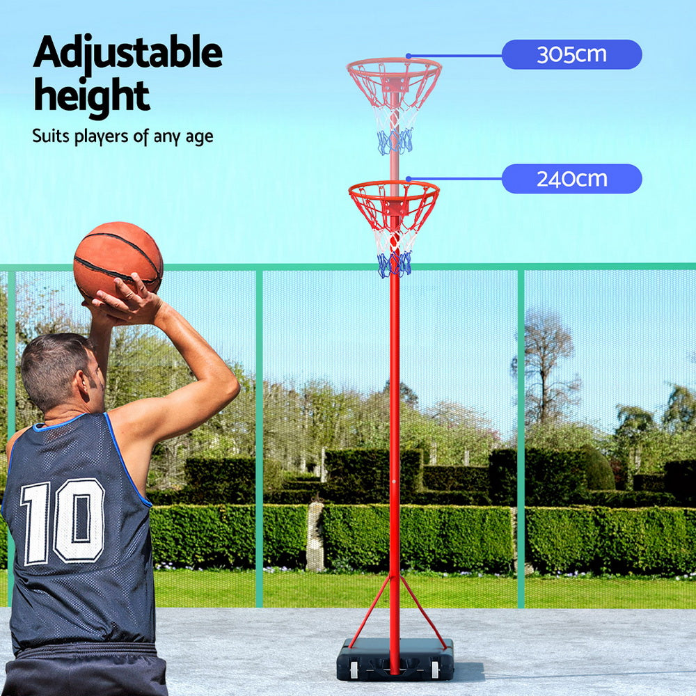 Everfit 3.05M Netball Hoop Basketball Stand System Net Ring BAS-HOOP-305R-RD