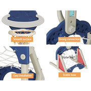 Keezi Kids Basketball Hoop Stand Adjustable 6-in-1 Sports Center Toys Set Blue BAS-HOOP-B-KID-S-BL